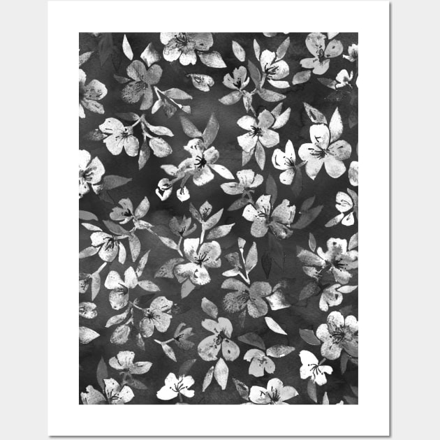 Blossoms on Charcoal Ink Wall Art by micklyn